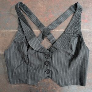 Noble U Black Pinstripe Crop Top